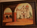 Oil painting of a Mission Courtyard