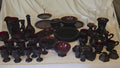 Ruby red pressed glassware (King's Crown/Thumbprint pattern)