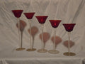 Five Ruby Red Glass hanging candle holders